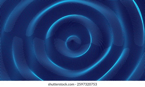 3D Wavy Digital Particles Ripple Background. Colorful Blue Digital Ripple Effect. Big Data Audio Visualization. Digital Water Drop Waves Concept. Particles Vector Illustration. 3D Grid Surface.