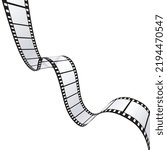 3d Wavy Film Strip. White background.