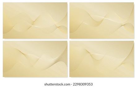 3d wavy gold lines swoosh background. Luxury beauty thin curves, swirl as stream flow pattern. Soft geometric shapes as silk fiber or fablic shiny decoration