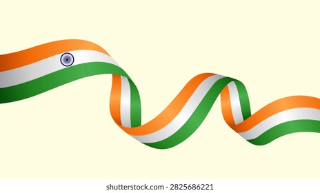 3D Wavy Indian National Flag Ribbon Spiral Loop Vector Illustration
