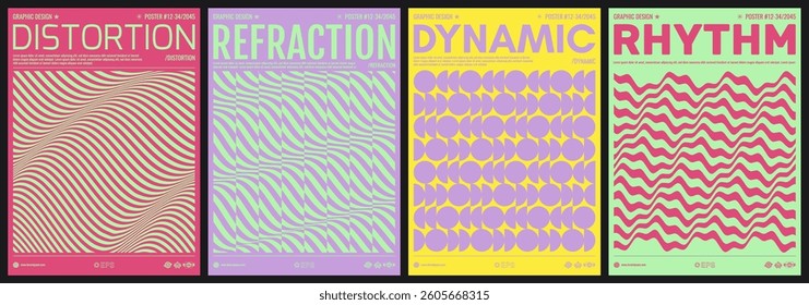 3D wavy pattern with optical illusion. Glitch abstract background. Wavy pattern with optical illusion. Abstract striped background. Vector for brochure, poster, presentation, cover, flyer or banner.