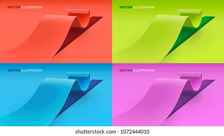 3d wavy strip cut from the floor. Vector background set. Use this, for example, as the background for the landing page.