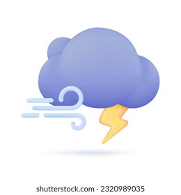 3D weather forecast icons Black cloud with thunder from a rainstorm. 3d illustration