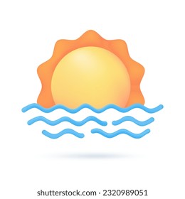 3D weather forecast icons Summer sun with bright sunlight Hot weather. 3d illustration.