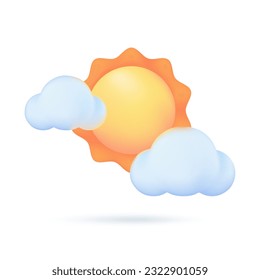 3D weather forecast icons Summer sun with bright sunlight Hot weather. 3d illustration.