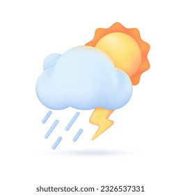3D weather forecast icons Summer sun with bright sunlight Hot weather. 3d illustration.