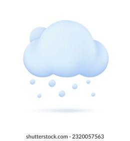 3D weather forecast icons white clouds in the rainy season with strong winds and rain