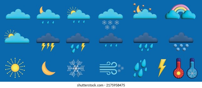 3D weather icons. Weather forecast 