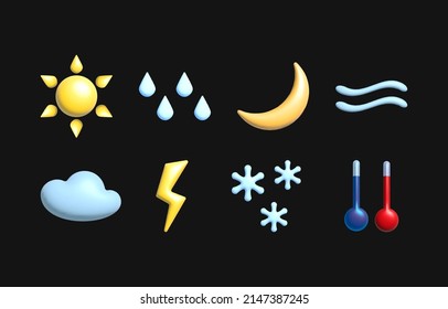 3d weather icons vector 3d render for apps and social media