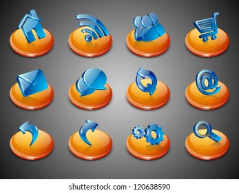 Iconos de correo web 2.0 3D configurados. Se puede usar para sitios web, aplicaciones web. aplicaciones de correo electrónico o iconos de servidor.  EPS 10.