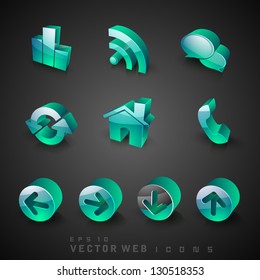 3D web 2.0 mail icons set. Can be used for websites, web applications. email applications or server Icons. EPS 10.