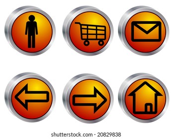 3D web buttons in the shape of metal tokens