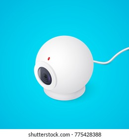 3D Web cam on blue background. Isometric vector illustration