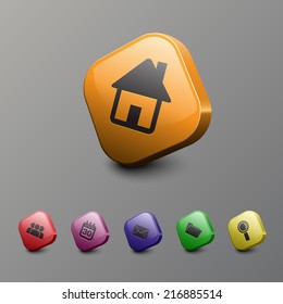 3D Web Icon Vector With 5 Various Color