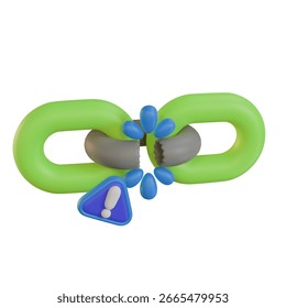 3D Web Link Error Icon Illustration