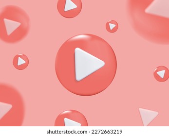 3D web player background, watch movie in theatre and notification. Notification about news, entertainment alert in social media. 3d video reminder vector icon render illustration. Online cinema movie