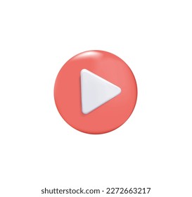 3D web player icon, watch movie in theatre and notification. Notification about news, entertainment alert in social media. 3d video reminder vector icon render illustration. Online cinema movie