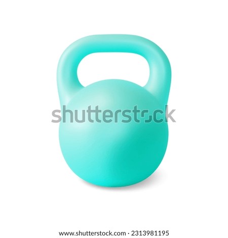 3d Weights Concept Blue Barbell Cartoon Style Isolated on a White Background. Vector illustration of Kettlebell