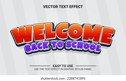 3d welcome back to school editable text effect