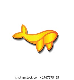 3d whale logo with gold vector design. vector eps 10