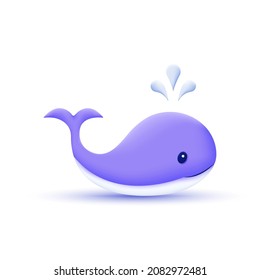 3d Whales day. Vector isolated on white background. Modern and trendy icon in 3d style.