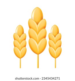 3D-Weizensymbol, Vektorsymbol für Haferkornsteine, Etikettenschild für Eiweißernte, einzeln auf Weiß. Millet Nährstoffpiktogramm, Bäckerei Brot Logo Bier Roggen Bio-Schild. Weizen-Ikone