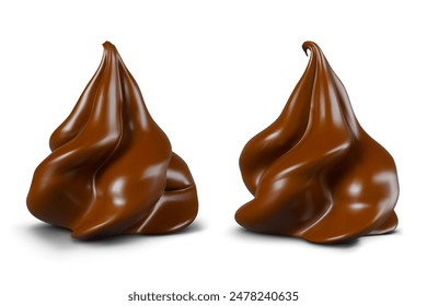 Crema de chocolate batida 3D, vista desde diferentes lados