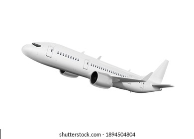 3D White Abstract Airliner Take Off On White Background. EPS10 Vector