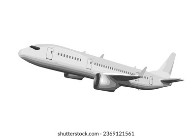 3D White Abstract Airliner Take Off On White Background. EPS10 Vector