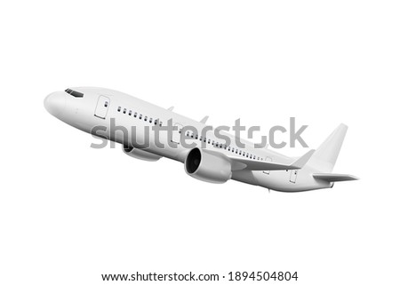 3D White Abstract Airliner Take Off On White Background. EPS10 Vector