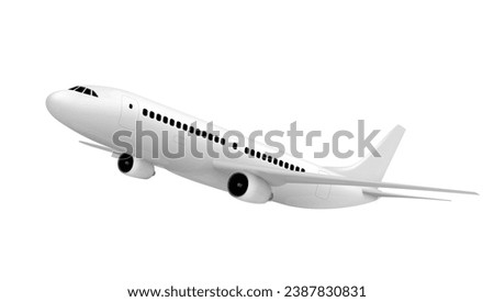 3D White Abstract Airliner Take Off On White Background. EPS10 Vector
