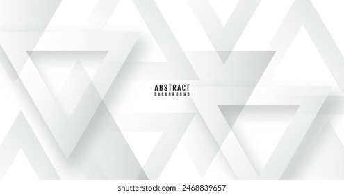 3D white abstract background overlap layer on bright space with cutout shape effect decoration. Modern graphic design element triangles style concept for web banner, flyer, card, or brochure cover