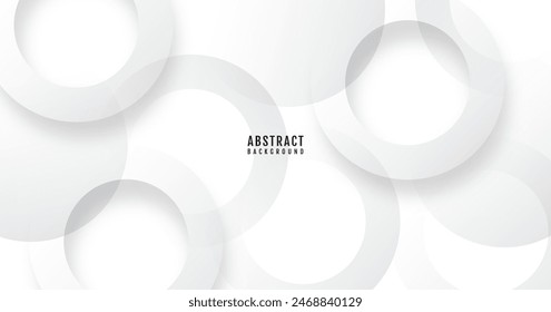 3D white abstract background overlap layer on bright space with cutout shape effect decoration. Modern graphic design element circles style concept for web banner, flyer, card, or brochure cover