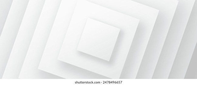 3D white abstract background overlap layer on bright space with cutout shape effect decoration. Modern graphic design element squares style concept for web banner, art, flyer, card, or brochure cover