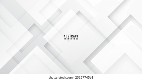 3D white abstract background overlap layer on bright space with cutout shape effect decoration. Modern graphic design element squares style concept for web banner, flyer, card, or brochure cover