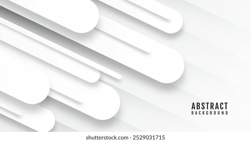 O plano de fundo abstrato branco 3D sobrepõe a camada no espaço brilhante com a decoração do efeito da forma de recorte. Conceito de estilo de linhas arredondadas de elemento de design gráfico moderno para banner da Web, folheto, cartão ou capa de folheto