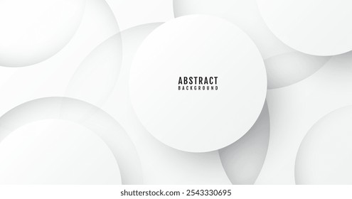 3D white abstract background overlap layer on bright space with cutout shape effect decoration. Modern graphic design element circles style concept for web banner, art, flyer, card, or brochure cover