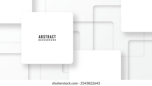 3D white abstract background overlap layer on bright space with cutout shape effect decoration. Modern graphic design element rectangles style concept for web banner, flyer, card, or brochure cover