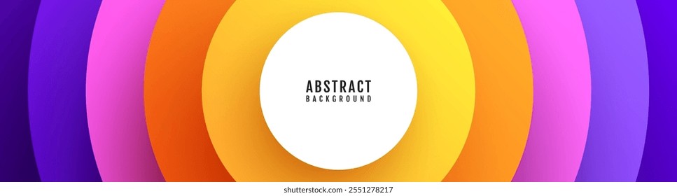 3D white abstract background overlap layer on bright space with colorful flowing circles decoration. Modern graphic design element cutout style concept for web banner, flyer, card or brochure cover