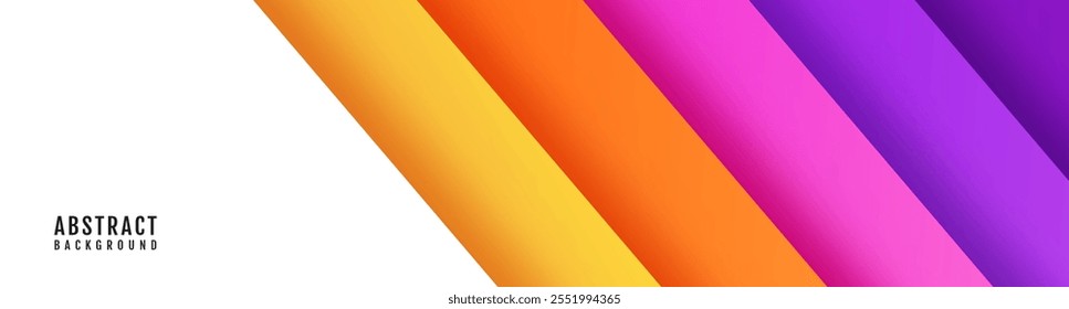 3D white abstract background overlap layer on bright space with colorful diagonal shape decoration. Modern graphic design element cutout style concept for web banner, flyer, card or brochure cover