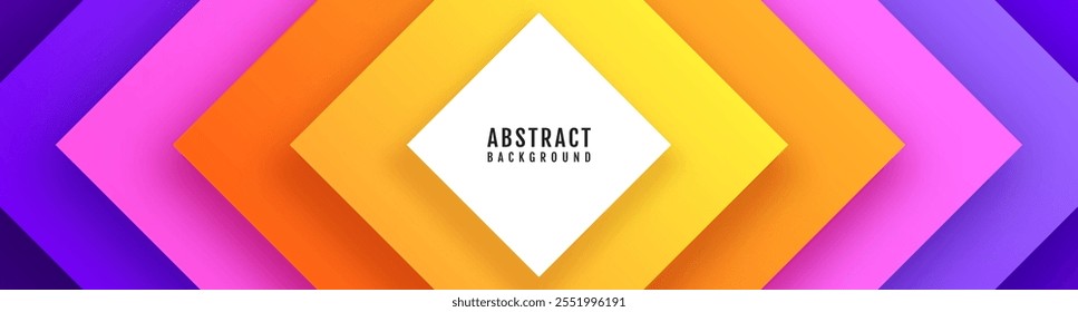 3D white abstract background overlap layer on bright space with colorful squares effect decoration. Modern graphic design element cutout style concept for web banner, flyer, card or brochure cover
