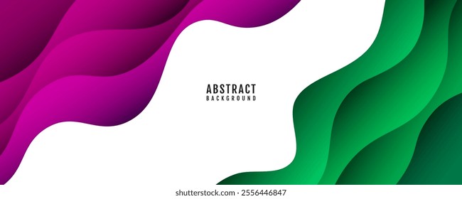 3D white abstract background overlap layer on bright space with colorful flowing waves decoration. Modern graphic design element cutout style concept for web banner, art, flyer, card or brochure cover