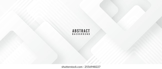3D white abstract background overlap layer on bright space with cutout shape effect decoration. Modern graphic design element squares style concept for web banner, art, flyer, card, or brochure cover