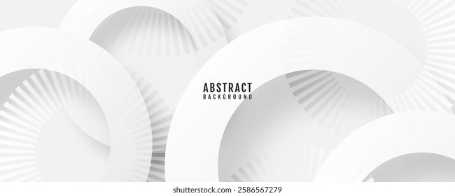3D white abstract background overlap layer on bright space with cutout shape effect decoration. Modern graphic design element circles style concept for web banner, art, flyer, card, or brochure cover