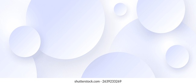 3D white abstract background overlap layer on bright space with cutout shape effect decoration. Modern graphic design element circles style concept for web banner, art, flyer, card, or brochure cover