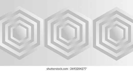 3D white abstract background overlap layer on bright space with cutout shape effect decoration. Modern graphic design element hexagons style concept for web banner, art, flyer, card, or brochure cover