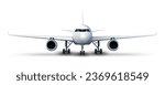 3D White Airplane Isolated On White Background. Front View. EPS10 Vector