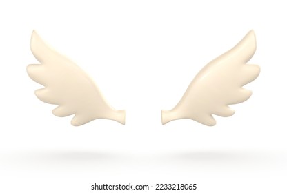 3d white angel wings in cartoon minimal style. Vector illustration.