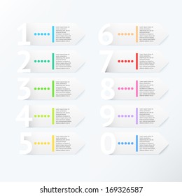 3d white arrows. Design clean number banners template/graphic or website layout. Vector.
