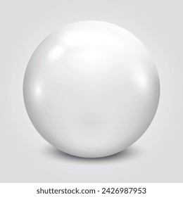 3d White ball vector illustration, snooker ball, billiards, white pearl	
